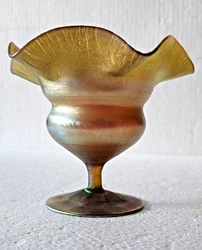 For you consideration Tiffany Studios LCT Favrile gold iridescence flower form cabinet vase. 