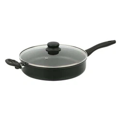 The interior is coated with 2 layers non-stick black coating, which makes it easy to cook with and easy to clean up....