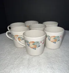 Corningware Vintage 90’s Still Life Abundant Fruit Coffee Cups, Ceramic Stoneware, Microwave Safe, Dishwasher Safe,...