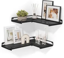 [Versatile] This floating corner shelf set combines storage and display in one. [Solid and Durable] This set of...
