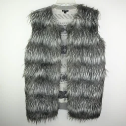 Hannah Faux Fur and Knit Nordic Fair Isle Vest - Size Large. Do NOT place vest in the dryer.