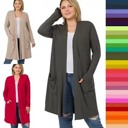 Size Shoulder Bust (Side to Side x 2) Length (Top of Neck to Hem). Two Front Pockets. Stretchy Poly Rayon Blend....