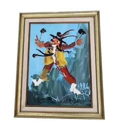 1986 Morris Katz Clown Oil Painting Framed and SignedFramed measurements are 15