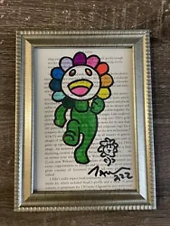 Framed Takashi Murakami inspired drawing on old vintage book paper. The drawing is 5x7.This is an actual drawing and...
