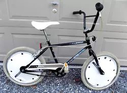 1980s Huffy Wap Factor 5 Bmx Bike. They are old and have a lot of cracking in them. The seat also has a lot of...