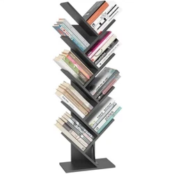 Rugged and durable: chipboard and iron support    9-tier bookshelf: Large-capacity storage of daily books, CDs, photo...
