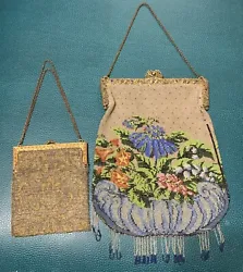 Lot 2 Antique Glass Beaded Purses. Hard to capture how gorgeous they are in the pictures. They aren’t perfect, please...