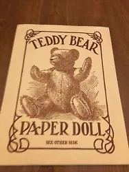 Teddy Bear Jumbo Paper Doll &Costume Set 11 Pieces 1984 Merrimack Replica 1907. Never opened, envelope holding pieces...