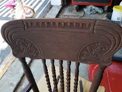 Antique Victorian Pressed Back Carved Oak Wood Cane Rocking Chair. Stroke forces sale.
