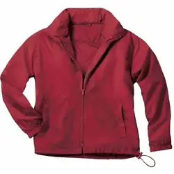 Full-Zip Nylon Anorak. Occasion: Athletic. Elastic Cuffs And Drawstring Hem. Color: Red. Age: Adult.