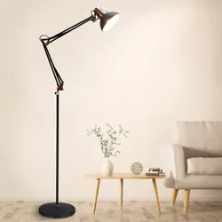 Gold Floor Lamp Adjustable Swing Arm Standing Reading LED Light for Living Room. E 26 Socket E26 US standard lamp...