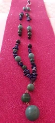 Collier Bijoux pierre naturel porte bonheur lapilazuli turquoise malachite.