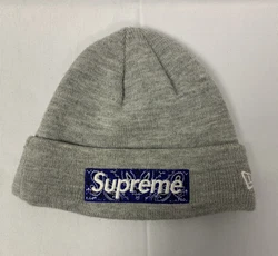 Supreme Box Logo Bandana Grey Purple Beanie Great Shape.