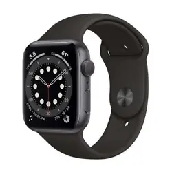 Apple Watch Series 6 (GPS + Cellular, 40 mm) Cassa in acciaio inossidabile color grafite con Cinturino Sport nero.
