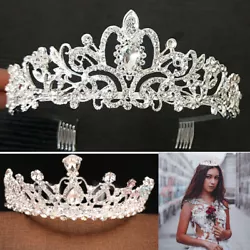 (1 x Bridal Crystal Tiara Crown W/Comb. #1 Crystal Tiara （w/ Comb). 1 x Bridal Crystal Tiara CrownWithout Comb. Tiara...