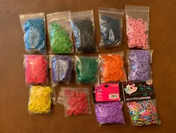 Rainbow loom rubberbands (14 misc. bags some opened some un-opened)