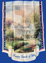 Thomas Kinkade The Hamilton Collection Year of Glad Tidings Yard Flag Happy Fourth of July. Preowned in very good...