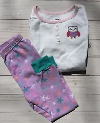 Carters two piece OWL & Stars pajamas size 4T bottom /5 top. Hardly worn , top is a 5T long sleeve , white with button...