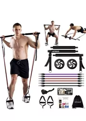 HOTWAVE Pilates Bar Kit with Resistance Bands. Fitness Bar with Ab Roller for Abs Workout. Squat Machine.Core Strength...