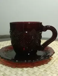 Very elegant ruby red tea cup with saucer With some designs on it, Never used before was only displayed I have more...