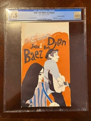 This is an original handbill from the 1965 Bob Dylan and Joan Baez concert, along with Eric Von Schmidt, measuring 5.5