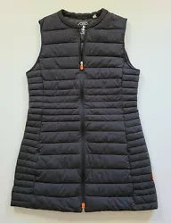 Save The Duck Quilted Womens Long Vest Grey Sz 2. View photos for exact measurements, charcoal gray with 2 zippered...