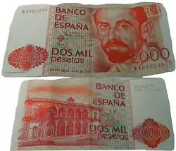 Billet Espagne Pesetas Madrid 22 de Julio de 1980 - N°W16822335 Billet De 2000 Pesetas De Colletion.