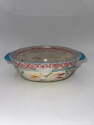 Temptations .5 quart casserole dish with plastic lid old world. Item number is KFI – XNG – 9 20970. The colors on...