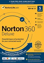 Norton™ AntiVirus Plus covers a single PC or Mac. Norton™ 360 Deluxe covers up to 5 devices. Norton™ 360 Premium...