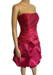 NEW Davids Bridal Pink Satin Strapless Ruched Prom Bridesmaid Pagent Dress Size 12 NWT. Made from solid Fuchsia pink...