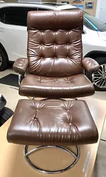 Ekornes Stressless Leather Recliner Chair & Ottoman Large Vintage Metal Retro. Make me an offer!