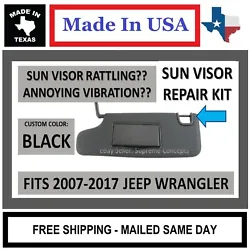 Jeep Wrangler Sun Visor Repair Parts Kit. Does your Jeep Wrangler sun visor rattle?. We understand. Droopy Sun Visor?....