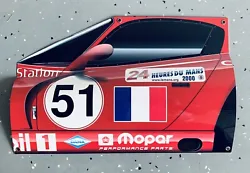 Up for sale is beautiful curved 2000 DODGE VIPER #51 Lemans style race car curved sign, size 18 inch long with punched...