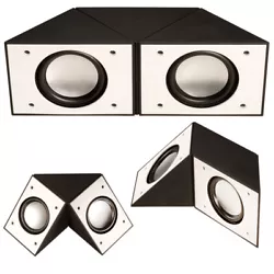 ABS plastic case stereo speaker. - Each speaker rotates 360° to create your own sound experience.