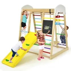 8-in-1 climbing playset provides endless fun for your kids. ● Solid and Stable Wood Construction: In order to improve...