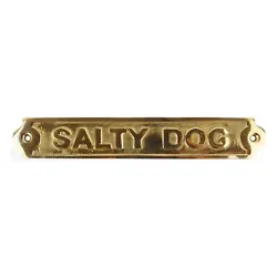 Solid Brass Salty Dog Sign #BB1114. New wall plaque. Made of solid brass. Polished finish.