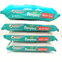 4x Pampers Multi-Use Wet Wipes, 1X Pop-Top, Hypoallergenic and Dermatologist-Tested Baby Wipes 56 Count. Pet Grooming...