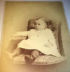 Beautiful Young Child Seated on Large Chair! Lovely Chain Locket! PA Cabinet Photo! Location: Philadelphia,...