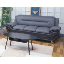 Kingway Furniture Montac Faux Leather Sofa - Black/Gray.