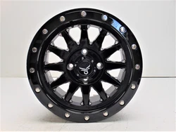 QuadBoss Wagon Wheel 14x7 5+2 Offset 4/110 Black/Milled RT-GW106147110BMIB.