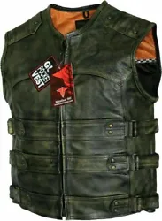 Club style vest with concealed pockets. Zipper closure. Genuine Solid Outer Leather. Single Panel Back to ensure more...