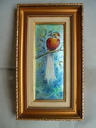 Émaux sur cuivre signé EMAUX FRANCOISE. Le cadre en bois dore et stuc, de bonne qualité avec un joli liseré doré....
