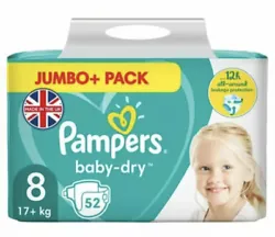About this item Pampers baby-dry nappies with unique air channels for Overnight breathable dryness. An extra dry-layer...