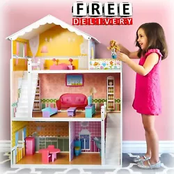 This beautiful dollhouse is a prefect addition to kids playroom. Accommodate Barbie or dolls up to 14. Easy to...