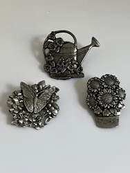 Birds & Blooms Brooches/PinsLot of 31. Butterfly on Flowers2. Watering can with flowers and trowel3. Pot of flowers...