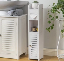 Small Bathroom Storage】-This small bathroom storage cabinet great for toilet paper holder,narrow profile to fit into...