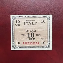 Italie ITALY ITALIA Billet 10 LIRE 1943A PM19a WWII ALLIANCE MILITAIRE MILITARYSplendide sans épinglage/AULes photos...