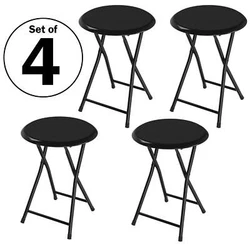 Equipped with spring action locks to keep the black bar stools securely open during use and closed after folding them...