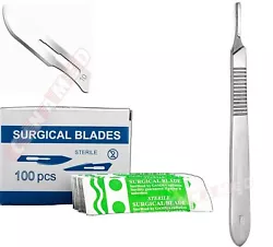 ITEM: 1 SCALPEL KNIFE HANDLE # 3 WITH SCALE + 100 Pcs STERILE SURGICAL BLADE #10. SCALPEL KNIFE HANDLE #3 + 100 Pcs...