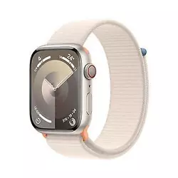 Apple Watch Series 9 GPS + Cellular Aluminium Lumière Stellaire Boucle Sport 45 mm - Montre connectée 4G LTE -...